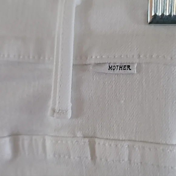 MOTHER The Hustler Ankle Fray Hem Jeans White Straight Flare - Picture 11 of 15